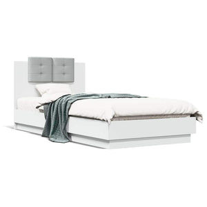 vidaXL Cadre de lit avec tête de lit Blanc 90x200 cm Bois d'ingénierie
