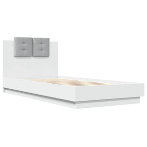 vidaXL Cadre de lit avec tête de lit Blanc 90x200 cm Bois d'ingénierie