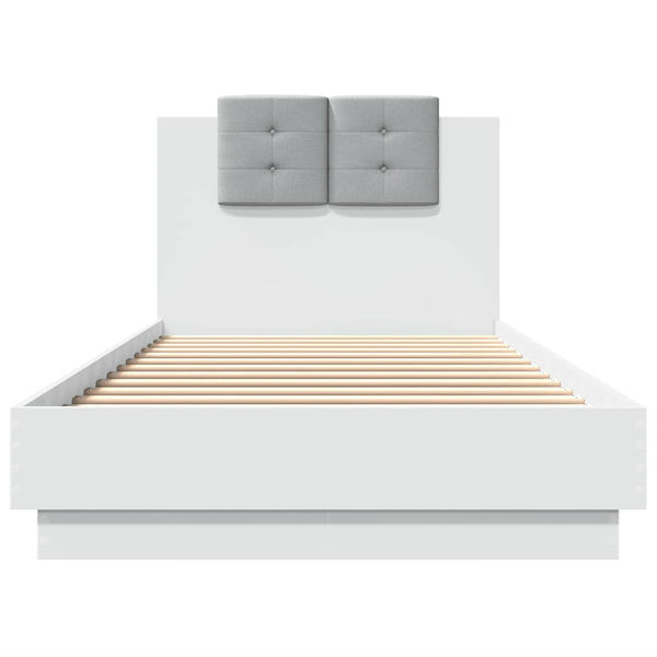 vidaXL Cadre de lit avec tête de lit Blanc 90x200 cm Bois d'ingénierie
