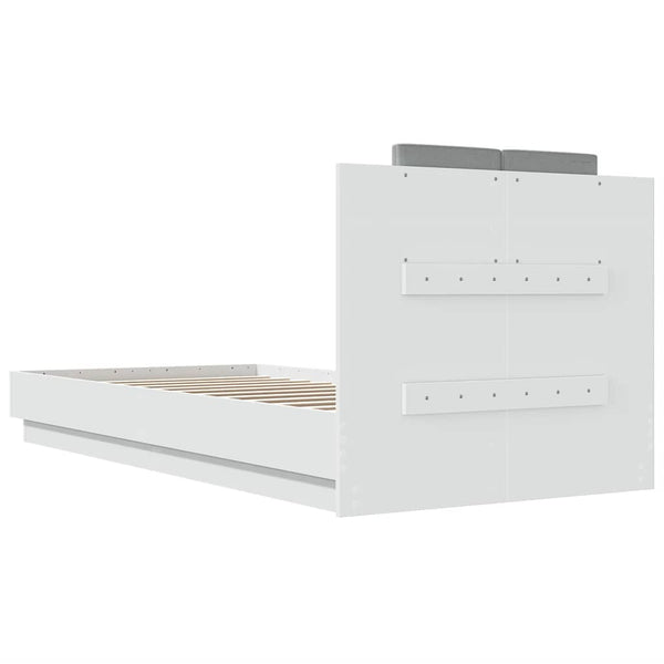 vidaXL Cadre de lit avec tête de lit Blanc 90x200 cm Bois d'ingénierie