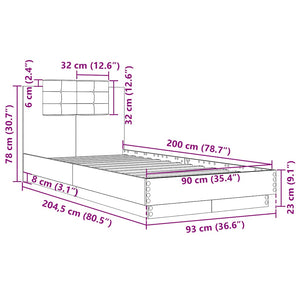 vidaXL Cadre de lit avec tête de lit Blanc 90x200 cm Bois d'ingénierie
