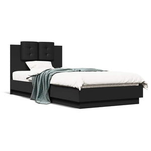 Bettgestell Schwarz 90x200 cm mit Kopfteil