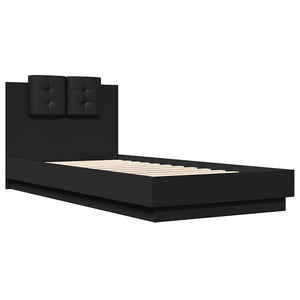Bettgestell Schwarz 90x200 cm mit Kopfteil