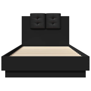 Bettgestell Schwarz 90x200 cm mit Kopfteil