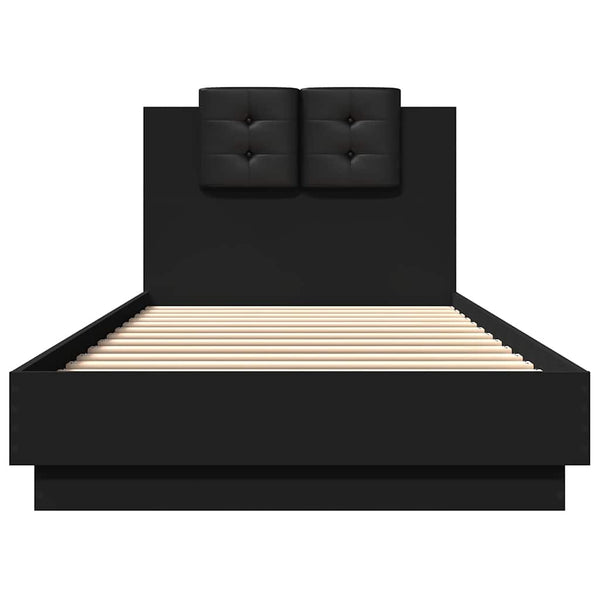 Bettgestell Schwarz 90x200 cm mit Kopfteil