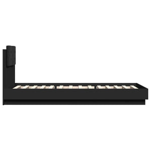 Bettgestell Schwarz 90x200 cm mit Kopfteil