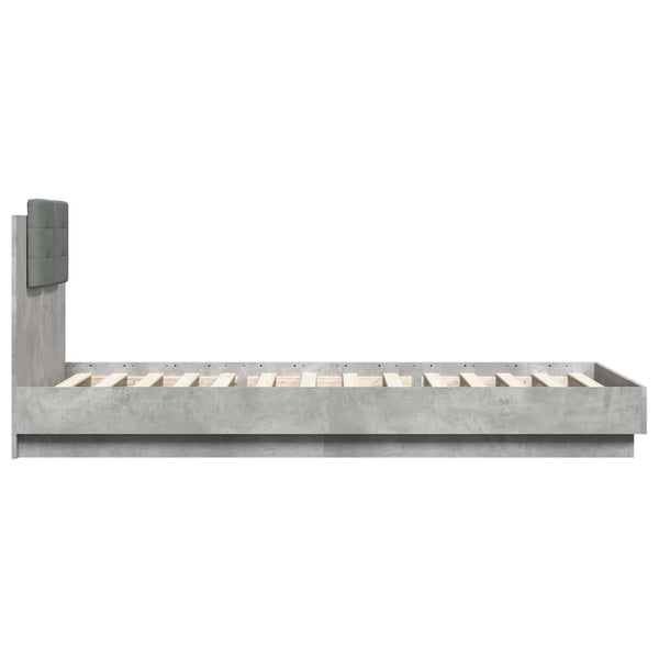vidaXL Cadre de lit avec tête de lit Gris béton 90x200 cm Bois d'ingénierie