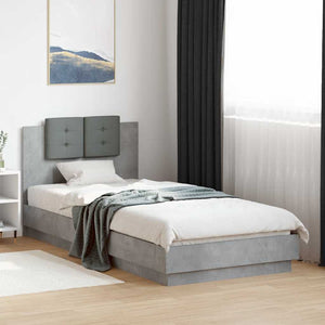 vidaXL Cadre de lit avec tête de lit Gris béton 90x200 cm Bois d'ingénierie
