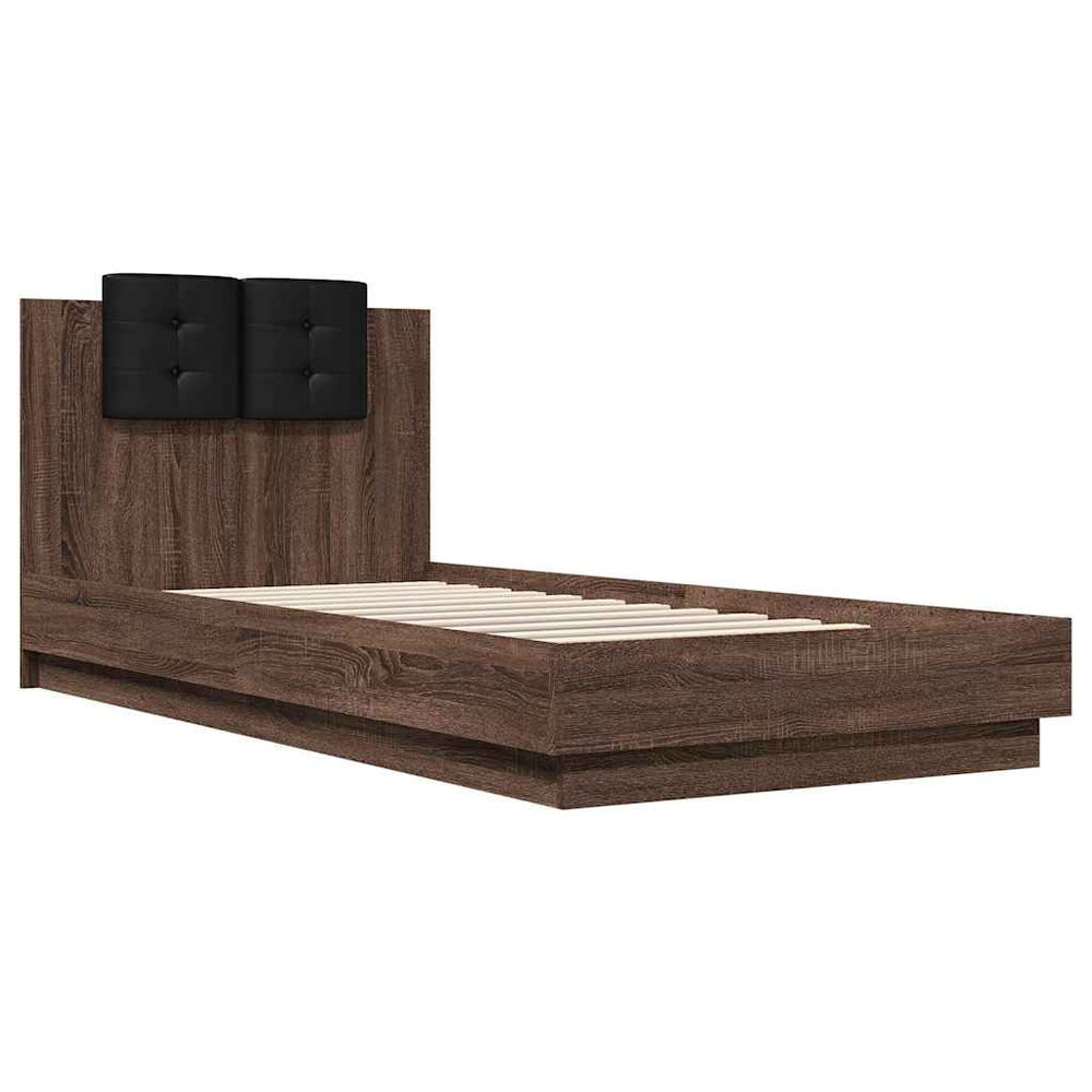 vidaXL Bed Frame with Headboard Brown Oak Effect 90x200 cm