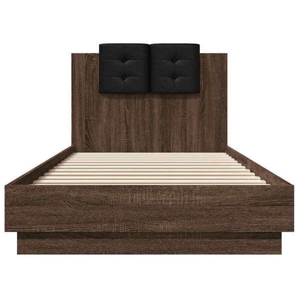 vidaXL Bed Frame with Headboard Brown Oak Effect 90x200 cm