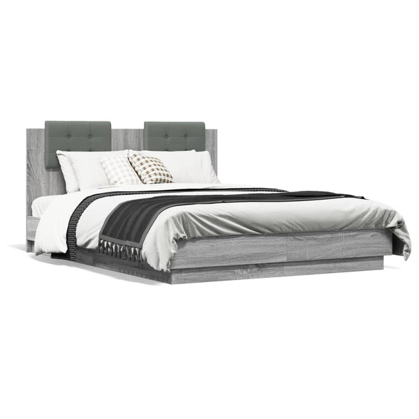 vidaXL Cadre de lit avec tête de lit gris Sonoma 120x190 cm en bois d'ingénierie