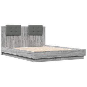 vidaXL Cadre de lit avec tête de lit gris Sonoma 120x190 cm en bois d'ingénierie