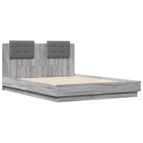 vidaXL Cadre de lit avec tête de lit gris Sonoma 120x190 cm en bois d'ingénierie