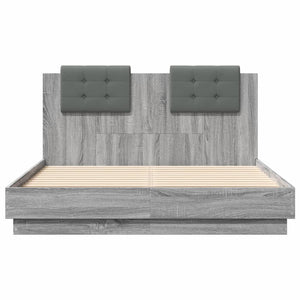 vidaXL Cadre de lit avec tête de lit gris Sonoma 120x190 cm en bois d'ingénierie
