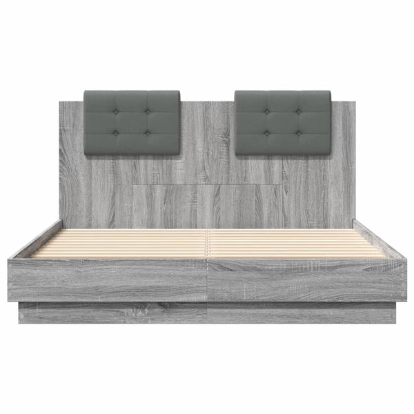 vidaXL Cadre de lit avec tête de lit gris Sonoma 120x190 cm en bois d'ingénierie