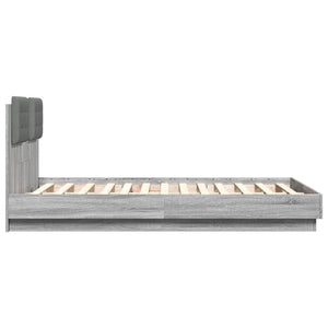 vidaXL Cadre de lit avec tête de lit gris Sonoma 120x190 cm en bois d'ingénierie