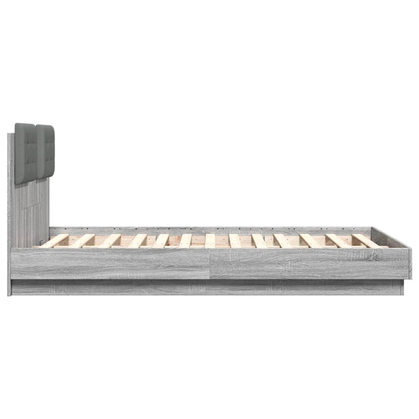vidaXL Cadre de lit avec tête de lit gris Sonoma 120x190 cm en bois d'ingénierie