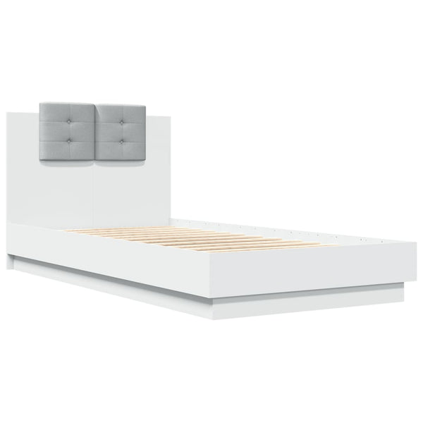 vidaXL Cadre de lit avec tête de lit Blanc 90x190 cm Bois d'ingénierie