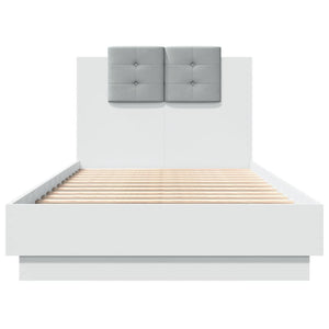 vidaXL Cadre de lit avec tête de lit Blanc 90x190 cm Bois d'ingénierie