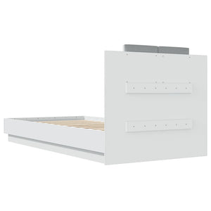 vidaXL Cadre de lit avec tête de lit Blanc 90x190 cm Bois d'ingénierie