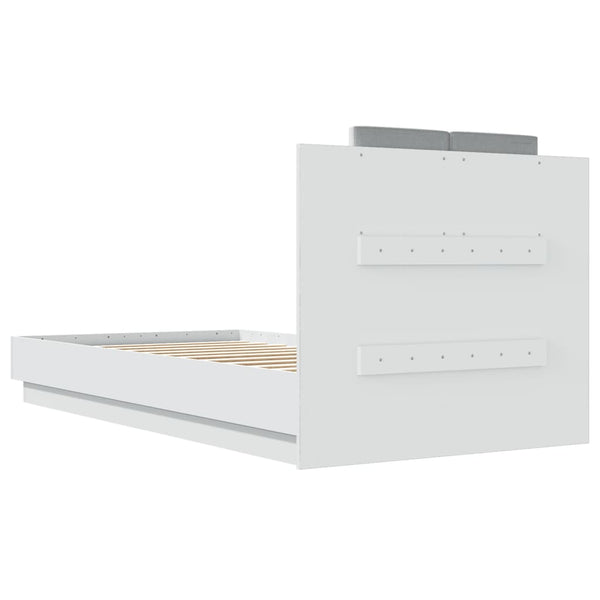 vidaXL Cadre de lit avec tête de lit Blanc 90x190 cm Bois d'ingénierie