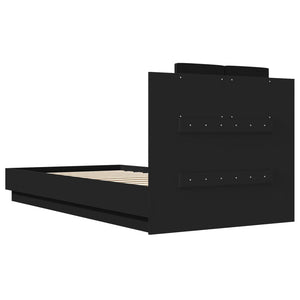 vidaXL Cadre de lit avec tête de lit Noir 90x190 cm Bois d'ingénierie