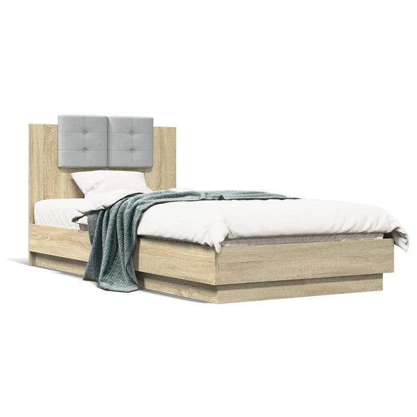 vidaXL Cadre de lit avec tête de lit chêne Sonoma 90x190 cm Aggloméré