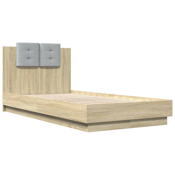 vidaXL Cadre de lit avec tête de lit chêne Sonoma 90x190 cm Aggloméré