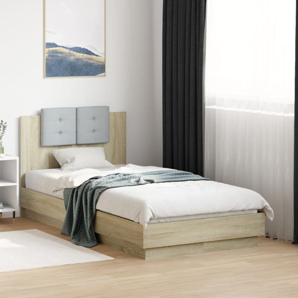 vidaXL Cadre de lit avec tête de lit chêne Sonoma 90x190 cm Aggloméré