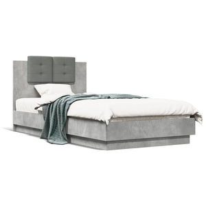 vidaXL Cadre de lit avec tête de lit gris béton 90x190 cm Aggloméré