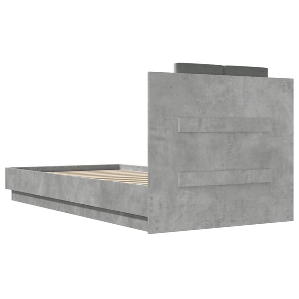 vidaXL Cadre de lit avec tête de lit gris béton 90x190 cm Aggloméré