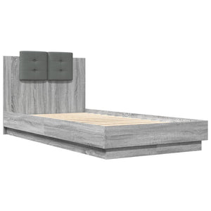 vidaXL Cadre de lit avec tête de lit Gris Sonoma 90x190 cm Aggloméré