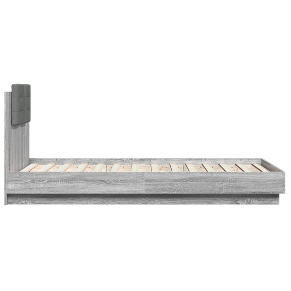 vidaXL Cadre de lit avec tête de lit Gris Sonoma 90x190 cm Aggloméré