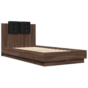 vidaXL Bed Frame with Headboard Brown Oak Effect 90x190 cm