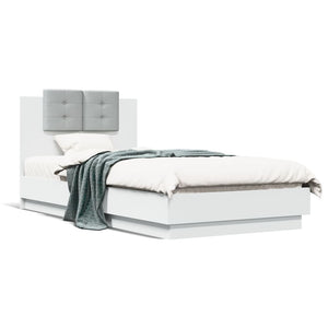 vidaXL Cadre de lit avec tête de lit Blanc 75x190 cm Bois d'ingénierie