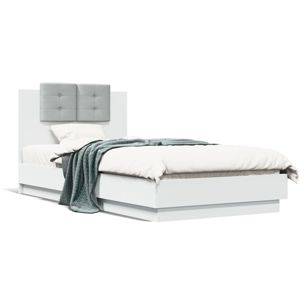 vidaXL Cadre de lit avec tête de lit Blanc 75x190 cm Bois d'ingénierie