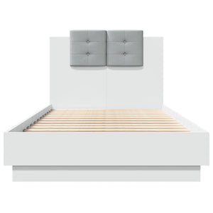 vidaXL Cadre de lit avec tête de lit Blanc 75x190 cm Bois d'ingénierie
