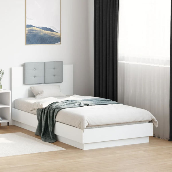 vidaXL Cadre de lit avec tête de lit Blanc 75x190 cm Bois d'ingénierie