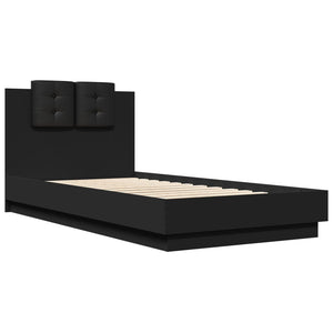 vidaXL Cadre de lit avec tête de lit Noir 75x190 cm Bois d'ingénierie