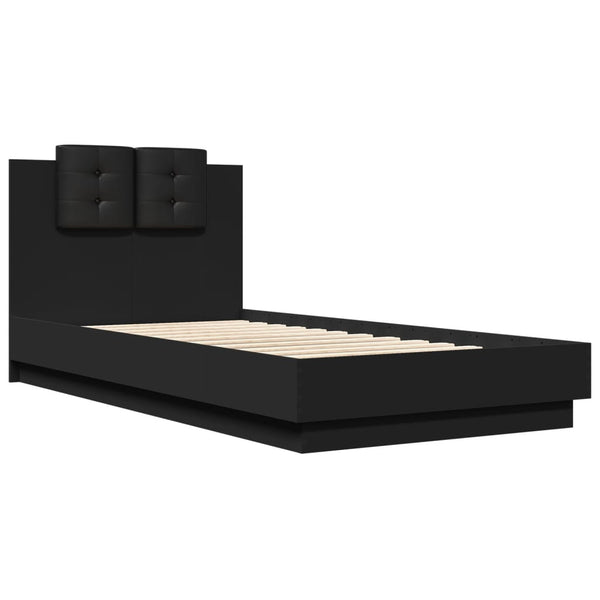 vidaXL Cadre de lit avec tête de lit Noir 75x190 cm Bois d'ingénierie