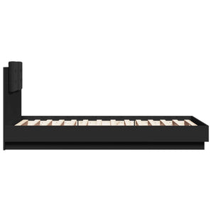 vidaXL Cadre de lit avec tête de lit Noir 75x190 cm Bois d'ingénierie