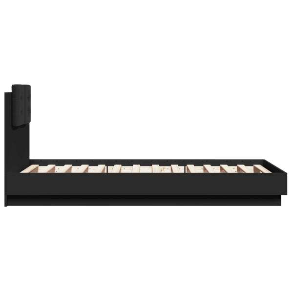 vidaXL Cadre de lit avec tête de lit Noir 75x190 cm Bois d'ingénierie