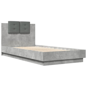 vidaXL Cadre de lit avec tête de lit Gris béton 75x190 cm Aggloméré