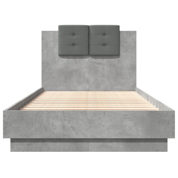 vidaXL Cadre de lit avec tête de lit Gris béton 75x190 cm Aggloméré