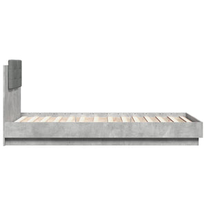 vidaXL Cadre de lit avec tête de lit Gris béton 75x190 cm Aggloméré