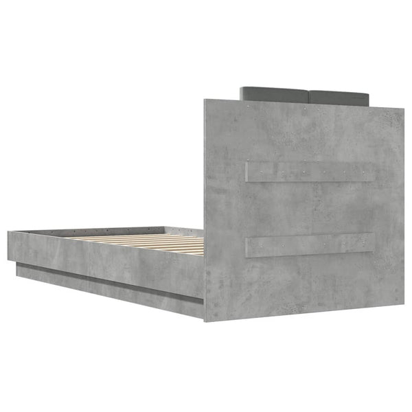 vidaXL Cadre de lit avec tête de lit Gris béton 75x190 cm Aggloméré