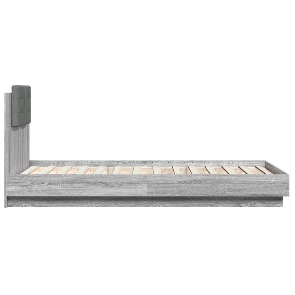 Bettgestell 75x190 cm Grau Sonoma mit Kopfteil
