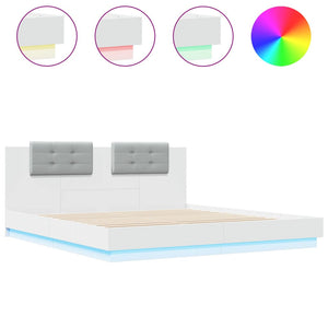vidaXL Cadre de lit avec tête de lit et lumières LED Blanc 200x200 cm