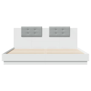 vidaXL Cadre de lit avec tête de lit et lumières LED Blanc 200x200 cm