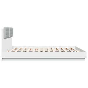 vidaXL Cadre de lit avec tête de lit et lumières LED Blanc 200x200 cm